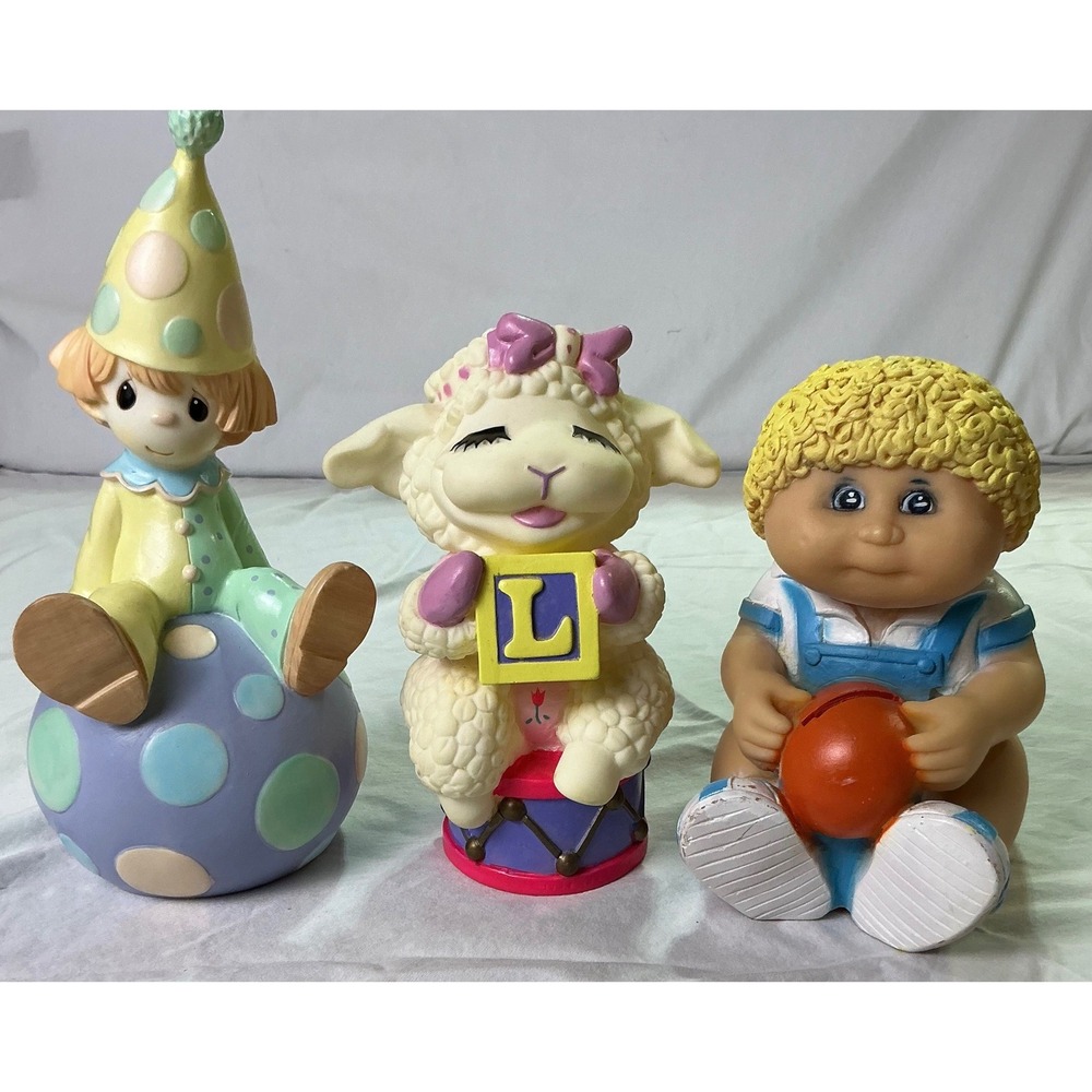 Vintage Coin Bank Lot Precious Moments‎ Clown Lamb Baby Bank Nursery Decor